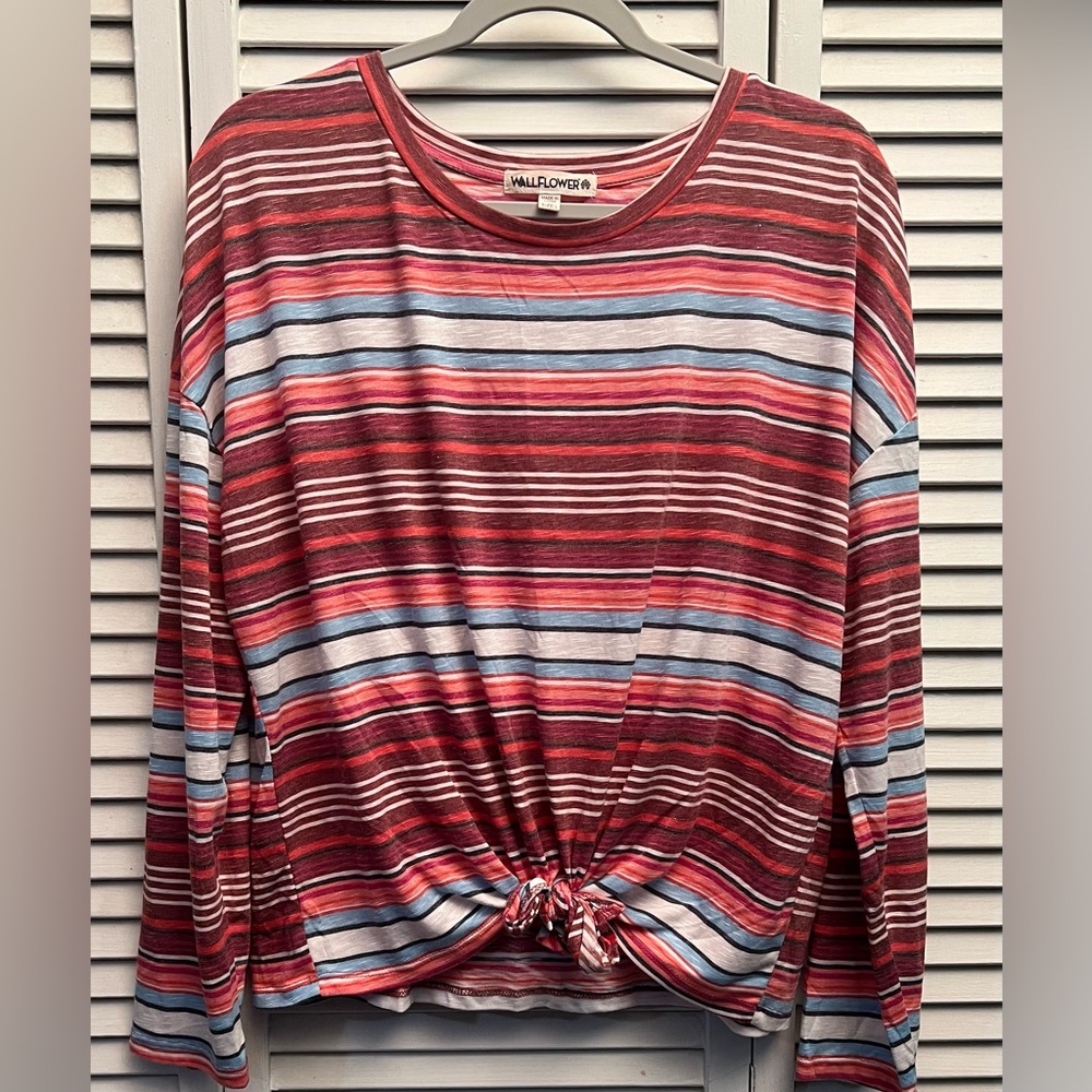 NWOT Wallflower Women's Long Sleeve Striped Top - Red and Blue